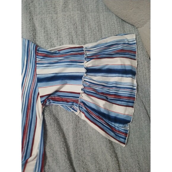 Lavender Field V-neck Ruffled Wide Sleeve Top Large Boho Feminine hippie - Picture 5 of 8